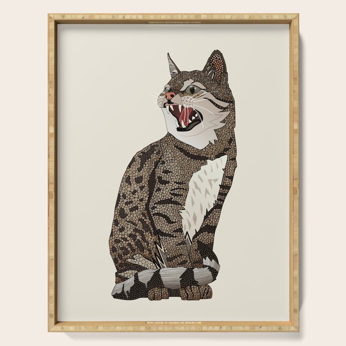 Indian desert cat off white Serving Tray Gallery Image 1