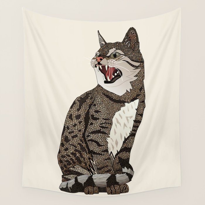Indian desert cat off white Wall Tapestry Gallery Image 4