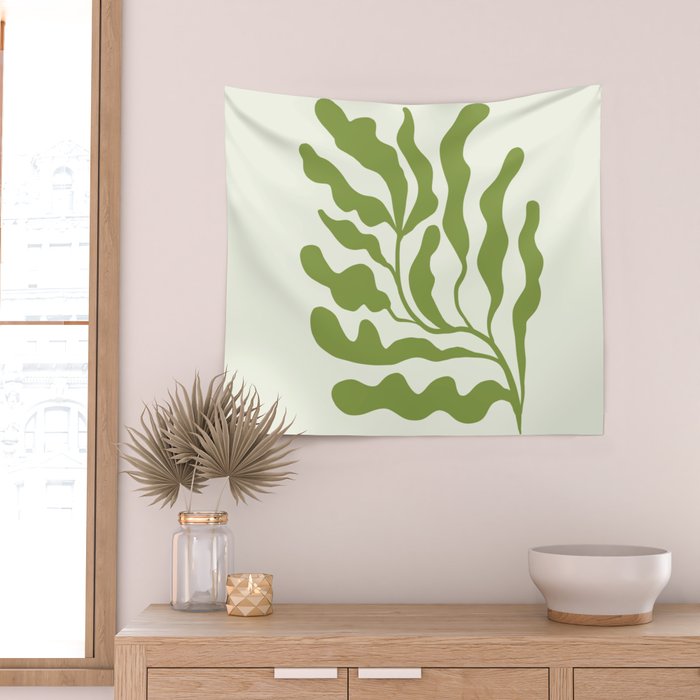 Olive green abstract  plants  Wall Tapestry Gallery Image 2