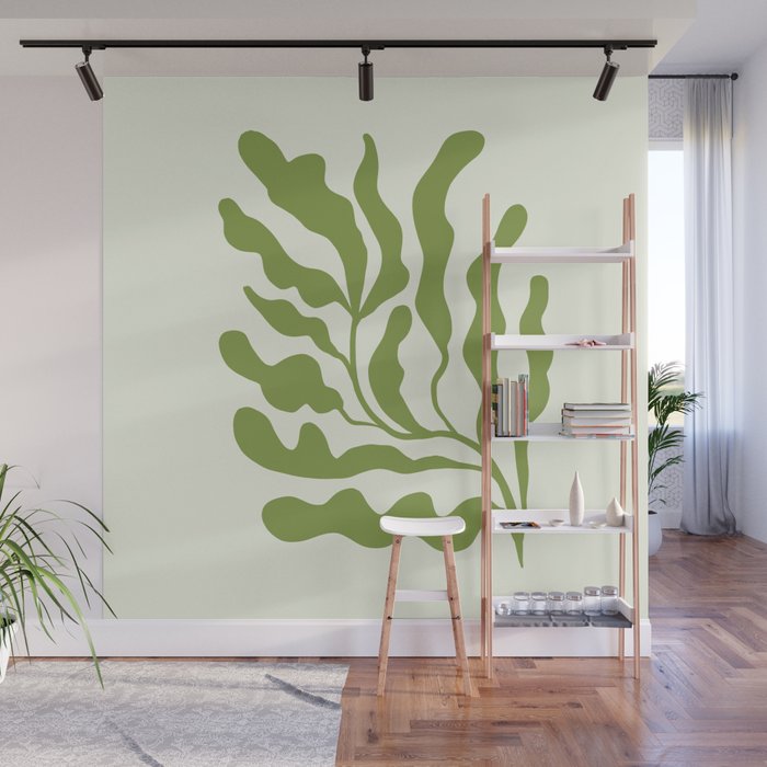 Olive green abstract  plants  Wall Mural Gallery Image 1