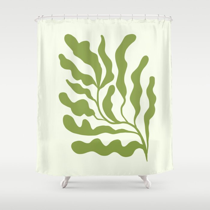 Olive green abstract  plants  Shower Curtain Gallery Image 1