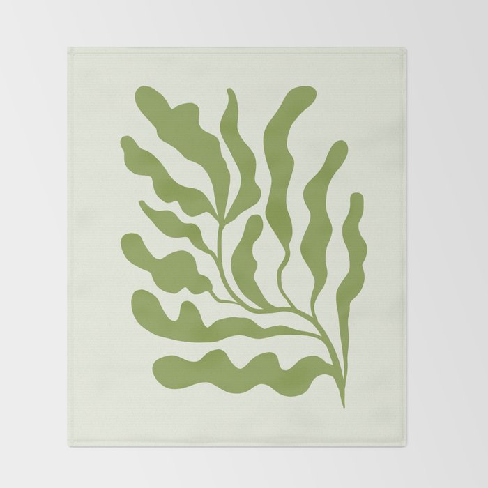 Olive green abstract  plants  Throw Blanket Gallery Image 2