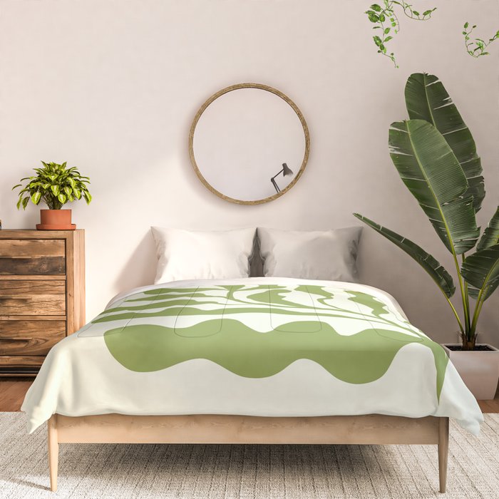 Olive green abstract  plants  Comforter Gallery Image 3