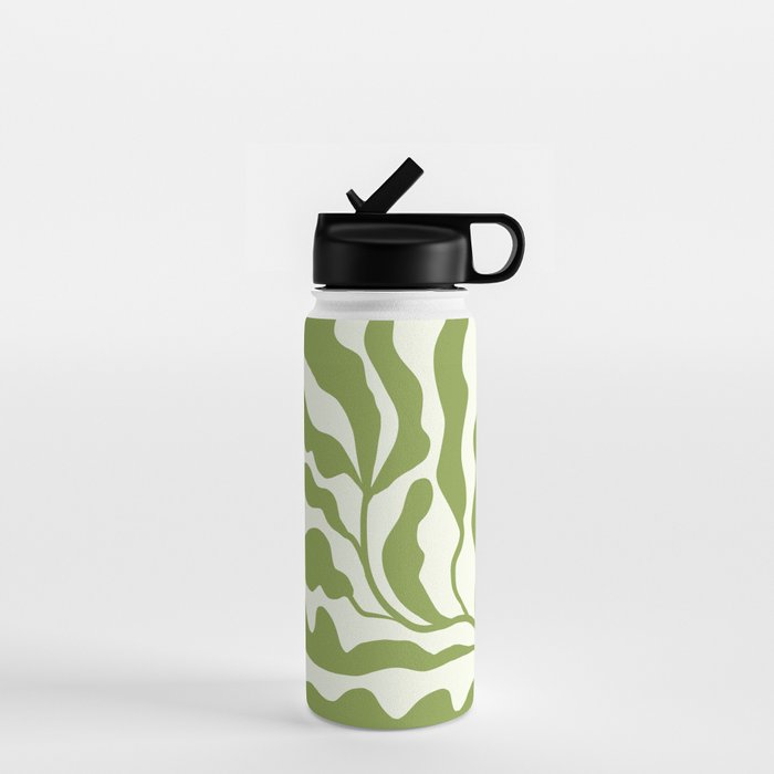 Olive green abstract  plants  Water Bottle Gallery Image 1