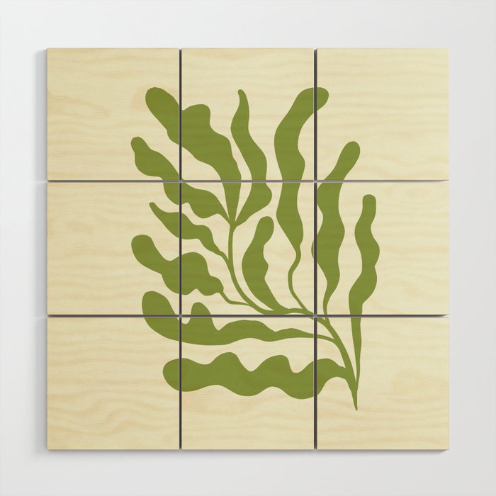 Olive green abstract  plants  Wood Wall Art Gallery Image 1