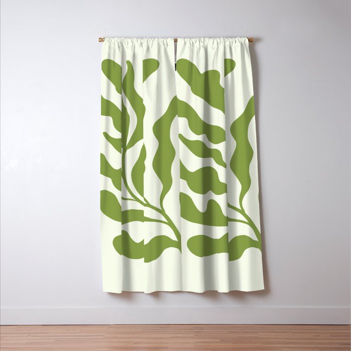 Olive green abstract  plants  Window Curtain Gallery Image 3