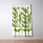 Olive green abstract  plants  Window Curtain Gallery Image 3