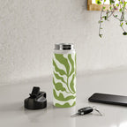Olive green abstract  plants  Water Bottle Gallery Image 4
