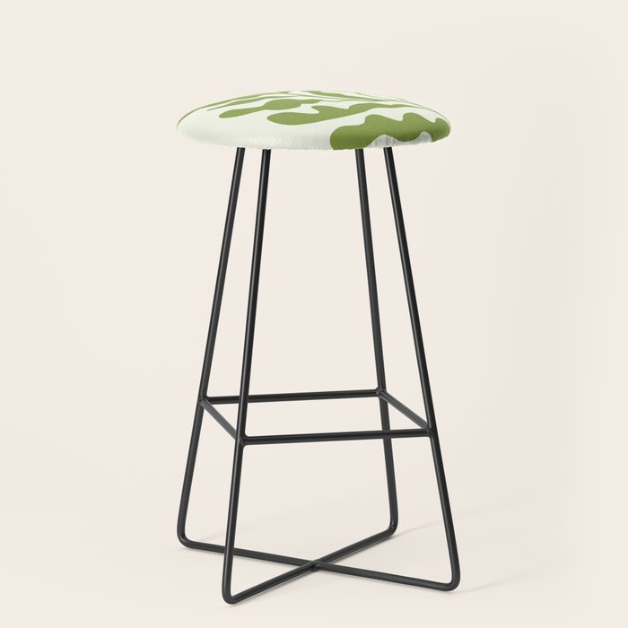 Olive green abstract  plants  Stool Gallery Image 1