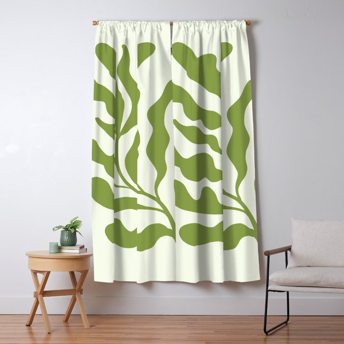 Olive green abstract  plants  Window Curtain Gallery Image 5
