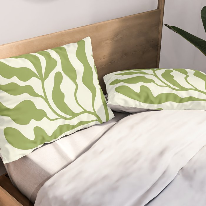Olive green abstract  plants  Pillow Sham Gallery Image 2