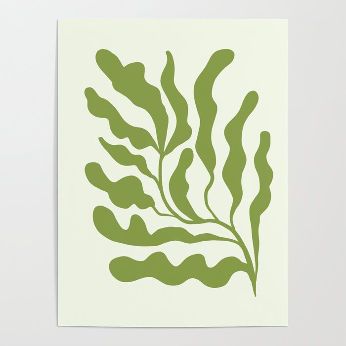 Olive green abstract  plants  Poster Gallery Image 1