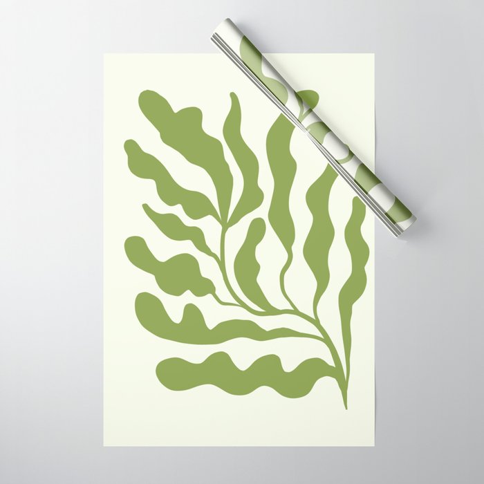 Olive green abstract  plants  Wrapping Paper Gallery Image 1