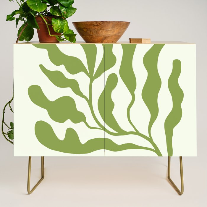 Olive green abstract  plants  Credenza Gallery Image 1