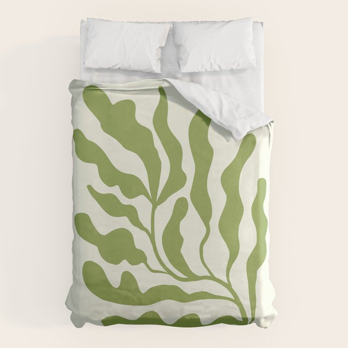 Olive green abstract  plants  Duvet Cover Gallery Image 1