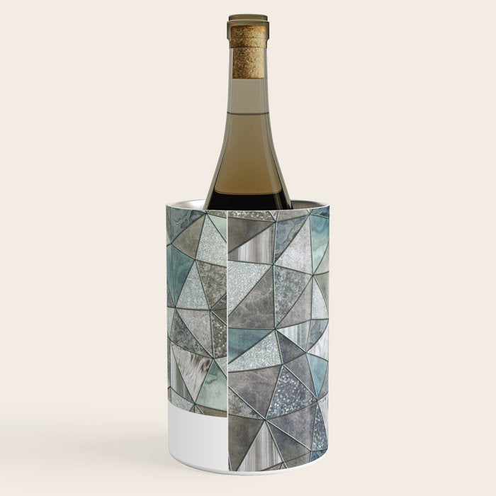 Teal And Grey Triangles Stained Glass Style Wine Chiller Gallery Image 2