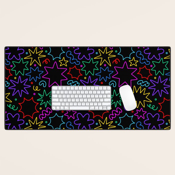 Colorful fun star doodle pattern Desk Mat Gallery Image 1