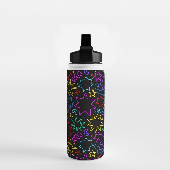 Colorful fun star doodle pattern Water Bottle Gallery Image 2