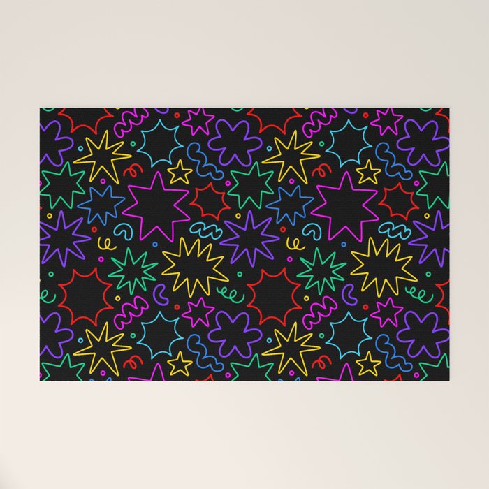 Colorful fun star doodle pattern Welcome Mat Gallery Image 1