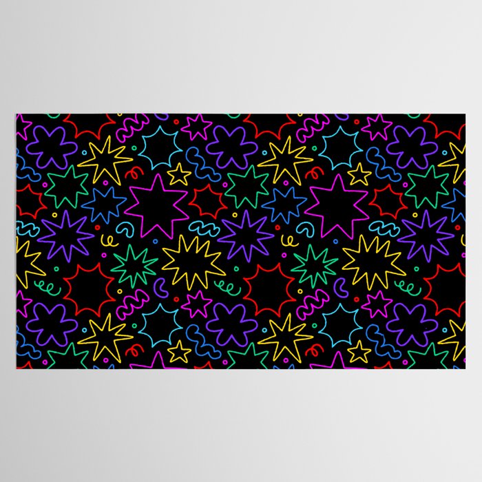 Colorful fun star doodle pattern Tablecloth Gallery Image 2