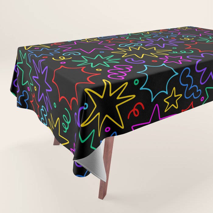 Colorful fun star doodle pattern Tablecloth Gallery Image 1
