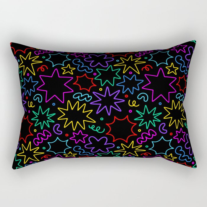 Colorful fun star doodle pattern Rectangular Pillow Gallery Image 2