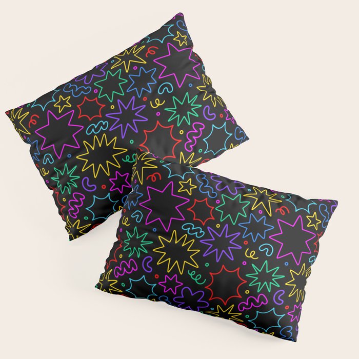 Colorful fun star doodle pattern Pillow Sham Gallery Image 1