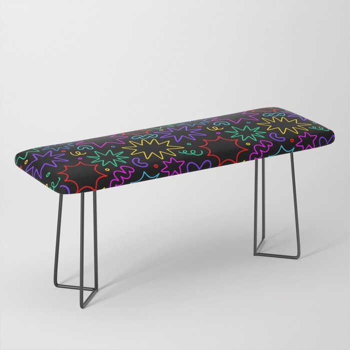 Colorful fun star doodle pattern Bench Gallery Image 1