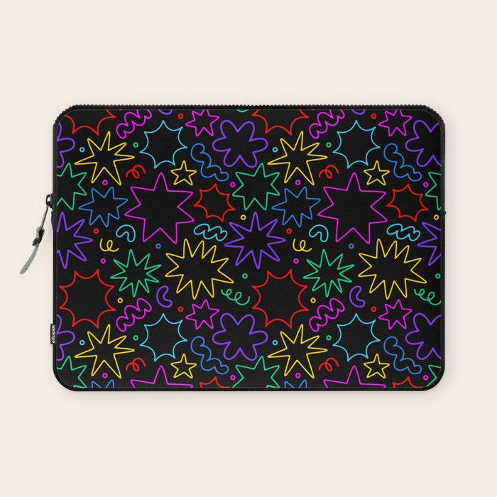 Colorful fun star doodle pattern Laptop Sleeve Gallery Image 1