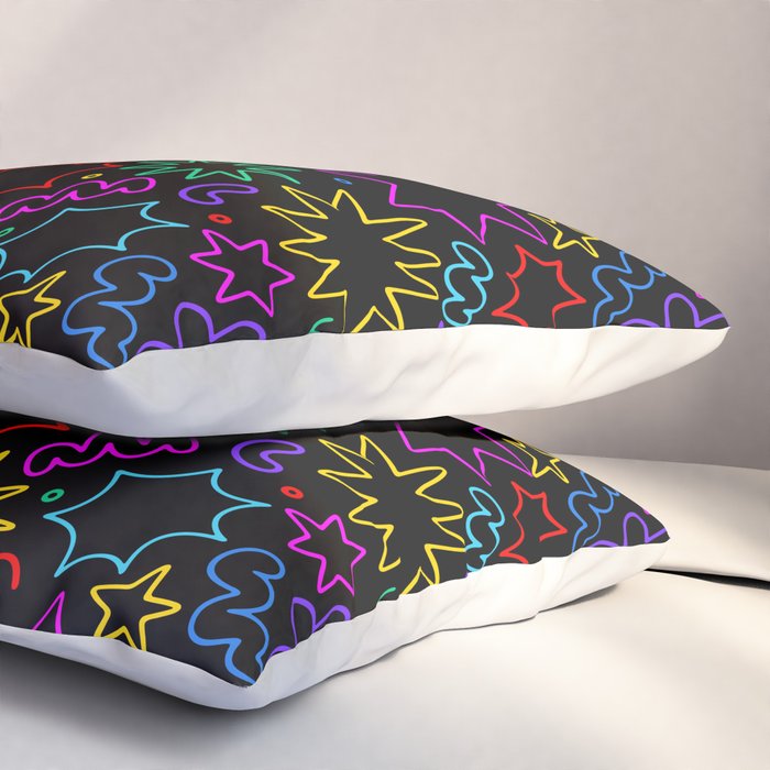 Colorful fun star doodle pattern Pillow Sham Gallery Image 3
