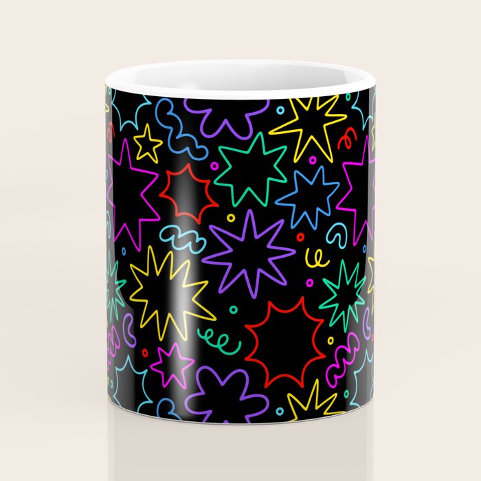 Colorful fun star doodle pattern Coffee Mug Gallery Image 4