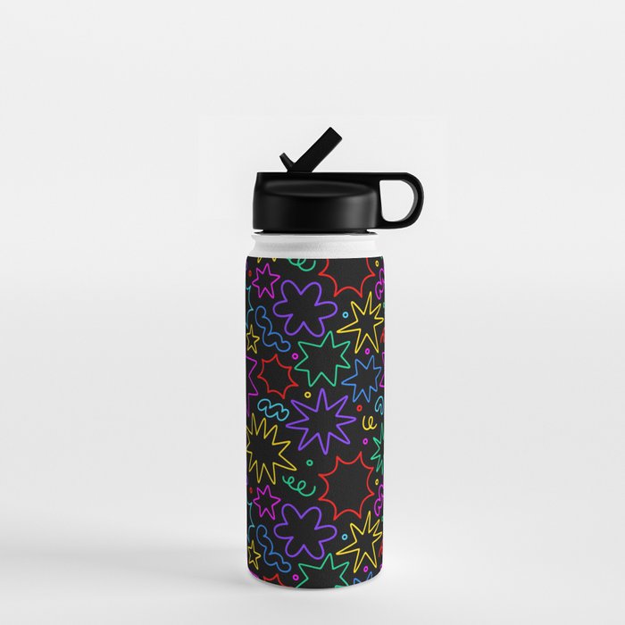 Colorful fun star doodle pattern Water Bottle Gallery Image 1