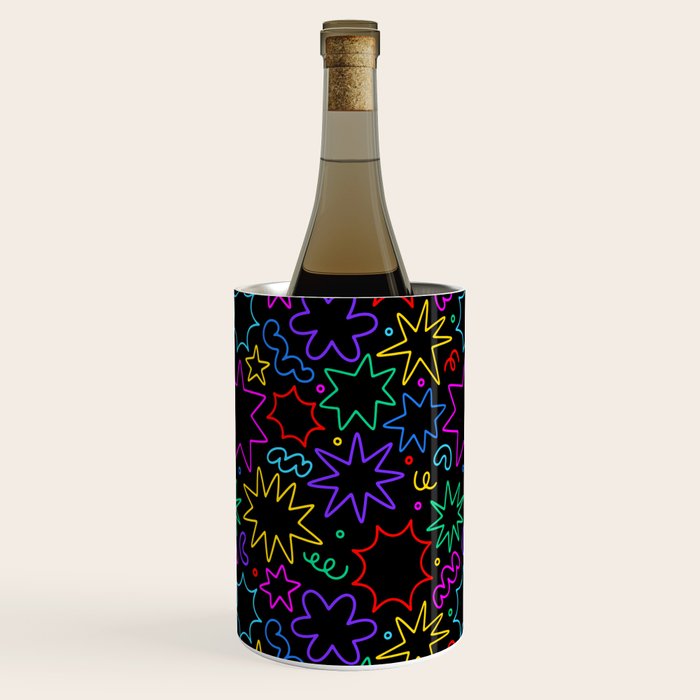 Colorful fun star doodle pattern Wine Chiller Gallery Image 1
