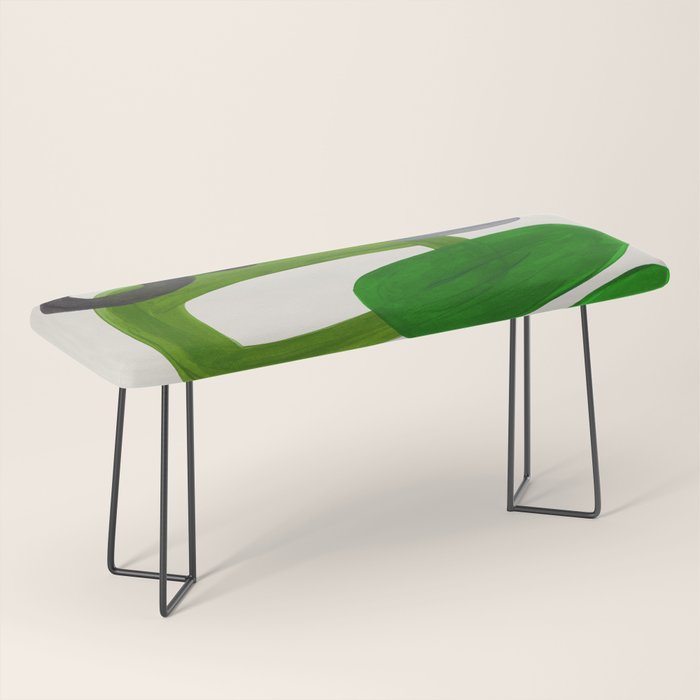 Minimalist Modern Mid Century Colorful Abstract Shapes Olive Green Retro Funky Shapes 60's Vintage Bench Gallery Image 1