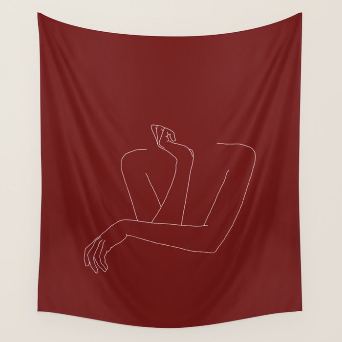 Crossed arms illustration - Anna Red Wall Tapestry Gallery Image 4