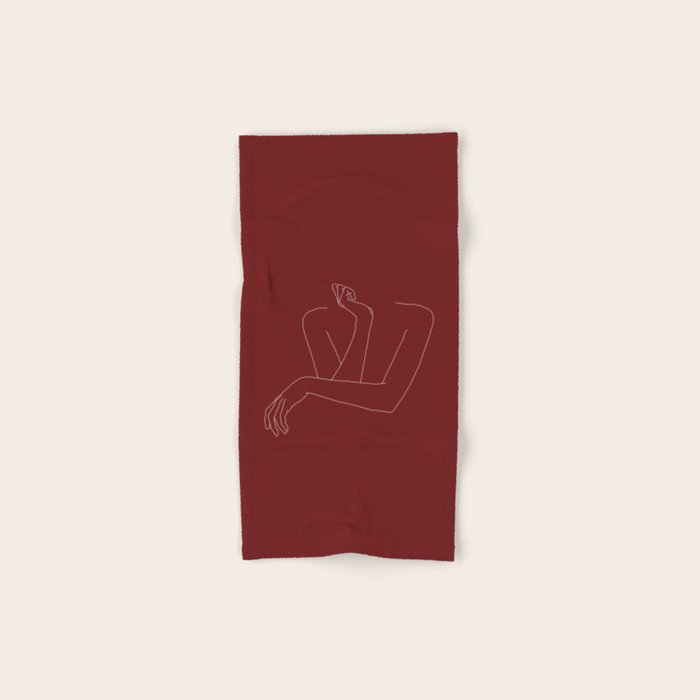 Crossed arms illustration - Anna Red Bath Towel Gallery Image 1