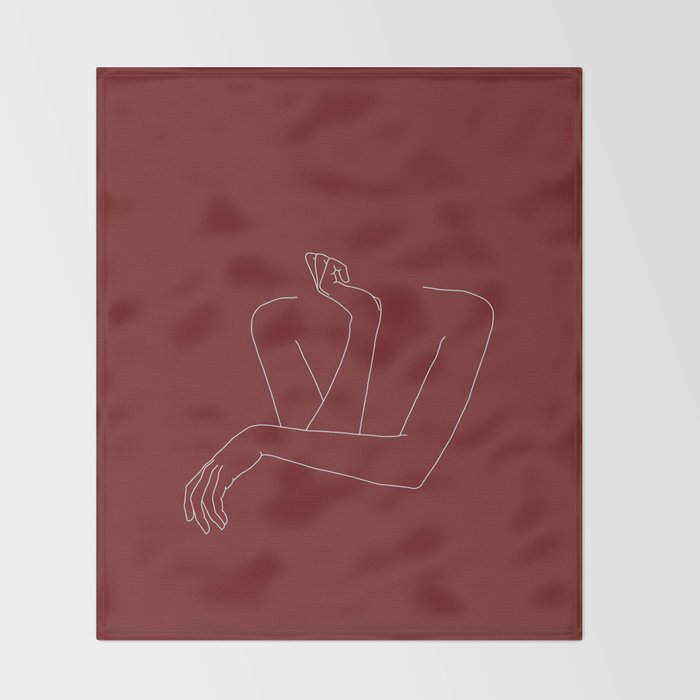 Crossed arms illustration - Anna Red Throw Blanket Gallery Image 2