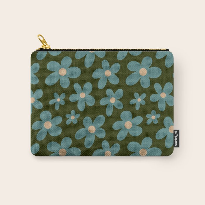 Daisy Pop - Turquoise and Dark Green Carry All Pouch Gallery Image 1