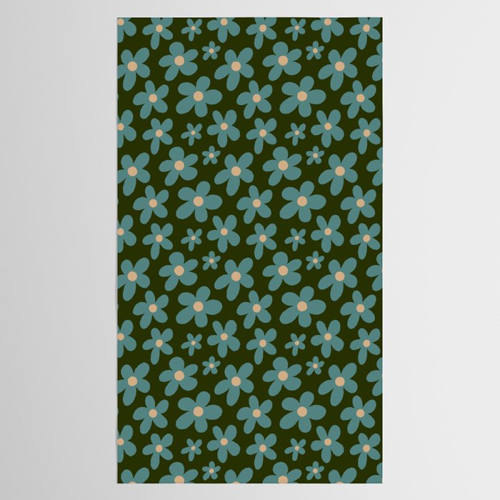 Daisy Pop - Turquoise and Dark Green Tablecloth Gallery Image 2