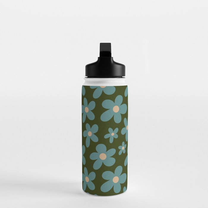 Daisy Pop - Turquoise and Dark Green Water Bottle Gallery Image 3