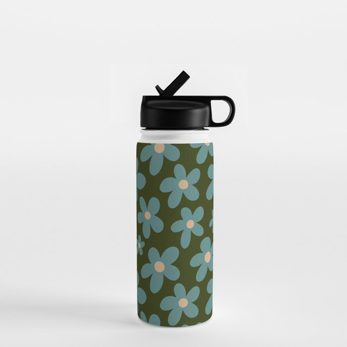 Daisy Pop - Turquoise and Dark Green Water Bottle Gallery Image 1