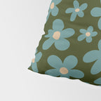 Daisy Pop - Turquoise and Dark Green Pillow Sham Gallery Image 4