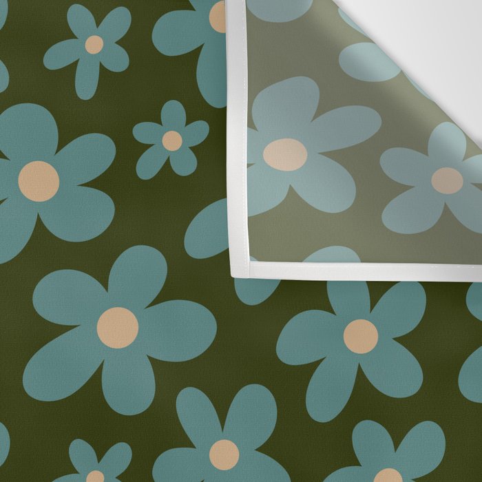 Daisy Pop - Turquoise and Dark Green Wall Tapestry Gallery Image 3