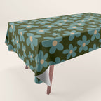 Daisy Pop - Turquoise and Dark Green Tablecloth Gallery Image 1