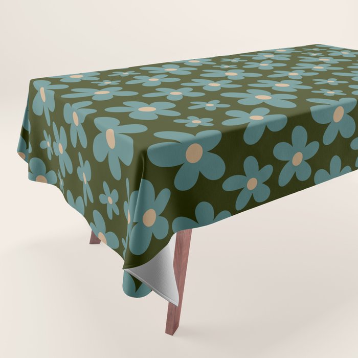 Daisy Pop - Turquoise and Dark Green Tablecloth Gallery Image 1