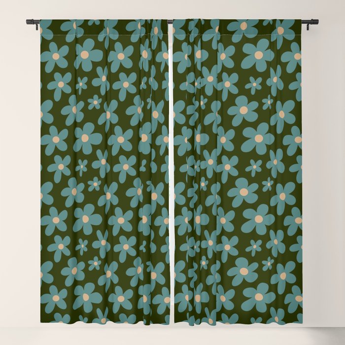 Daisy Pop - Turquoise and Dark Green Window Curtain Gallery Image 1