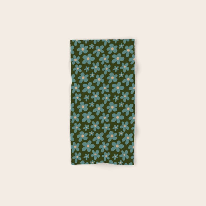 Daisy Pop - Turquoise and Dark Green Bath Towel Gallery Image 1