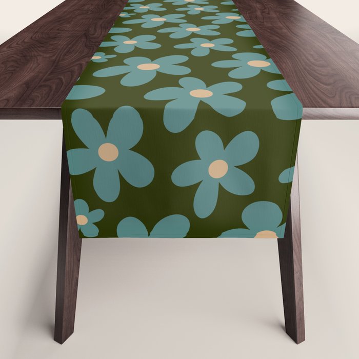 Daisy Pop - Turquoise and Dark Green Table Runner Gallery Image 1