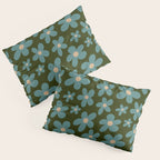 Daisy Pop - Turquoise and Dark Green Pillow Sham Gallery Image 3