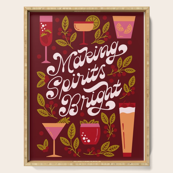 Making Spirits Bright Holiday Drinks Serving Tray Gallery Image 1